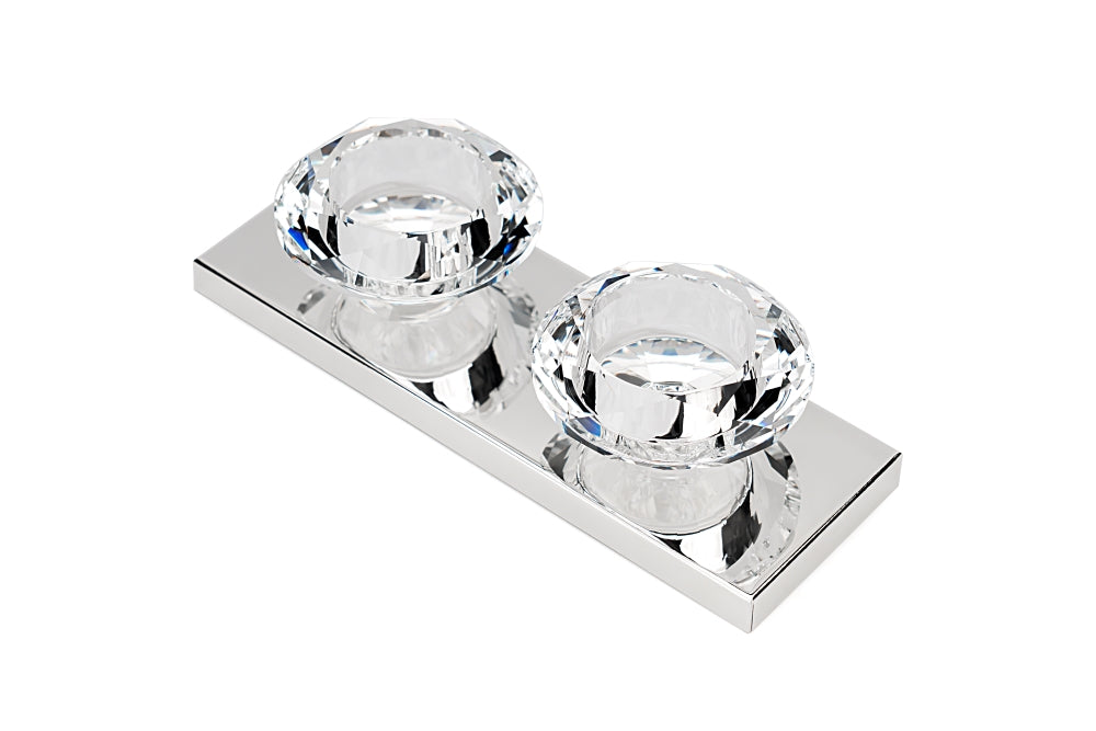 CRYSTAL CANDLE STAND ON BASE