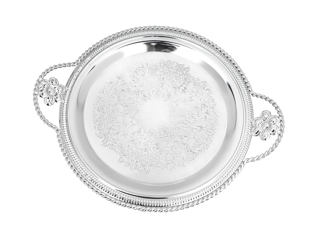 TRAY WITH FLOWER HANDLE