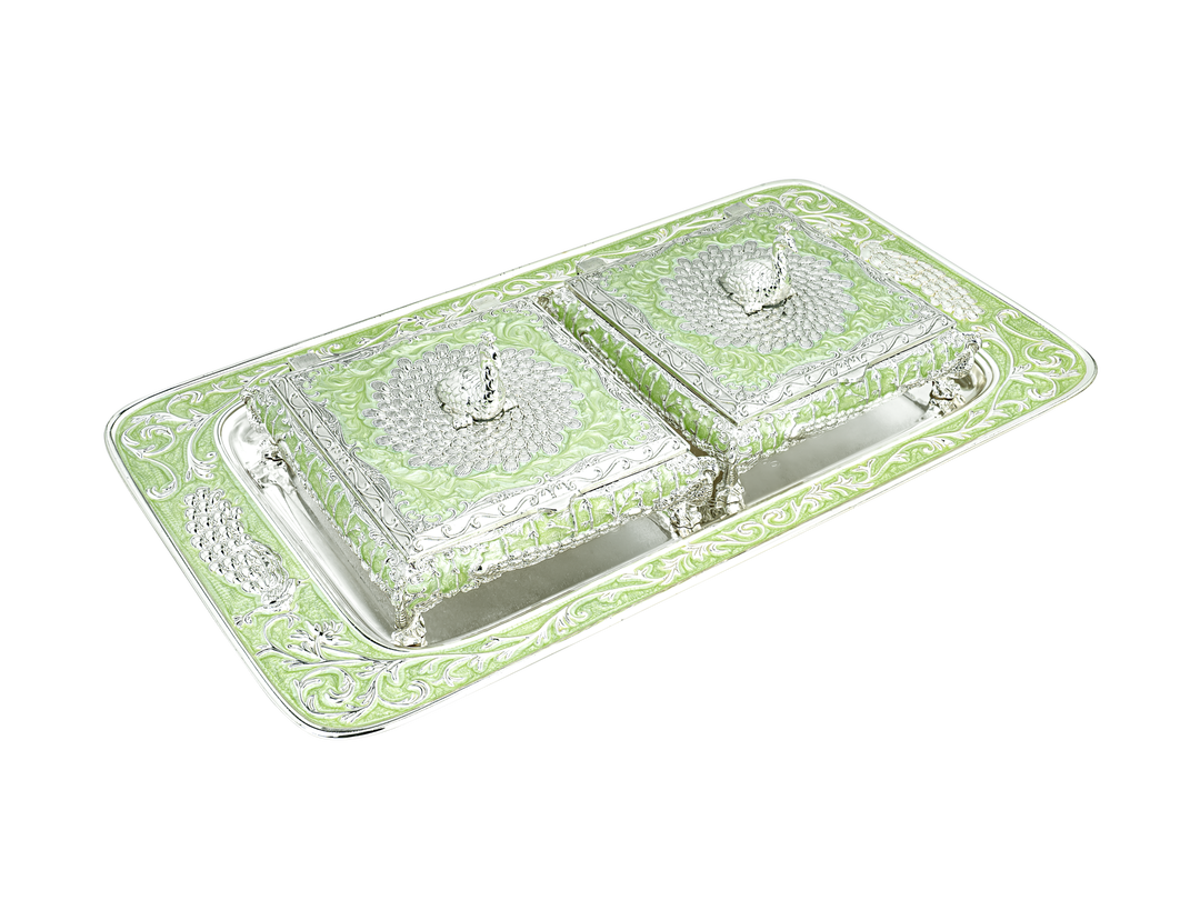 2 PEACOCK BOX TRAY
