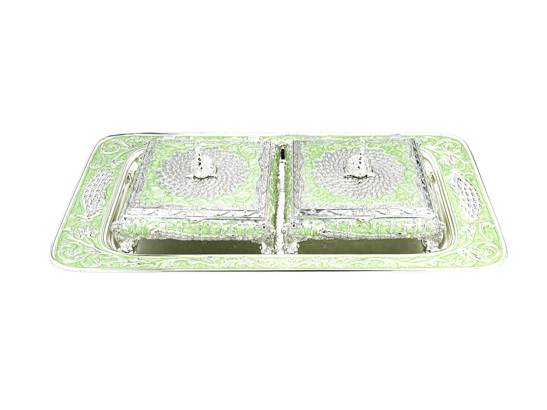 2 PEACOCK BOX TRAY